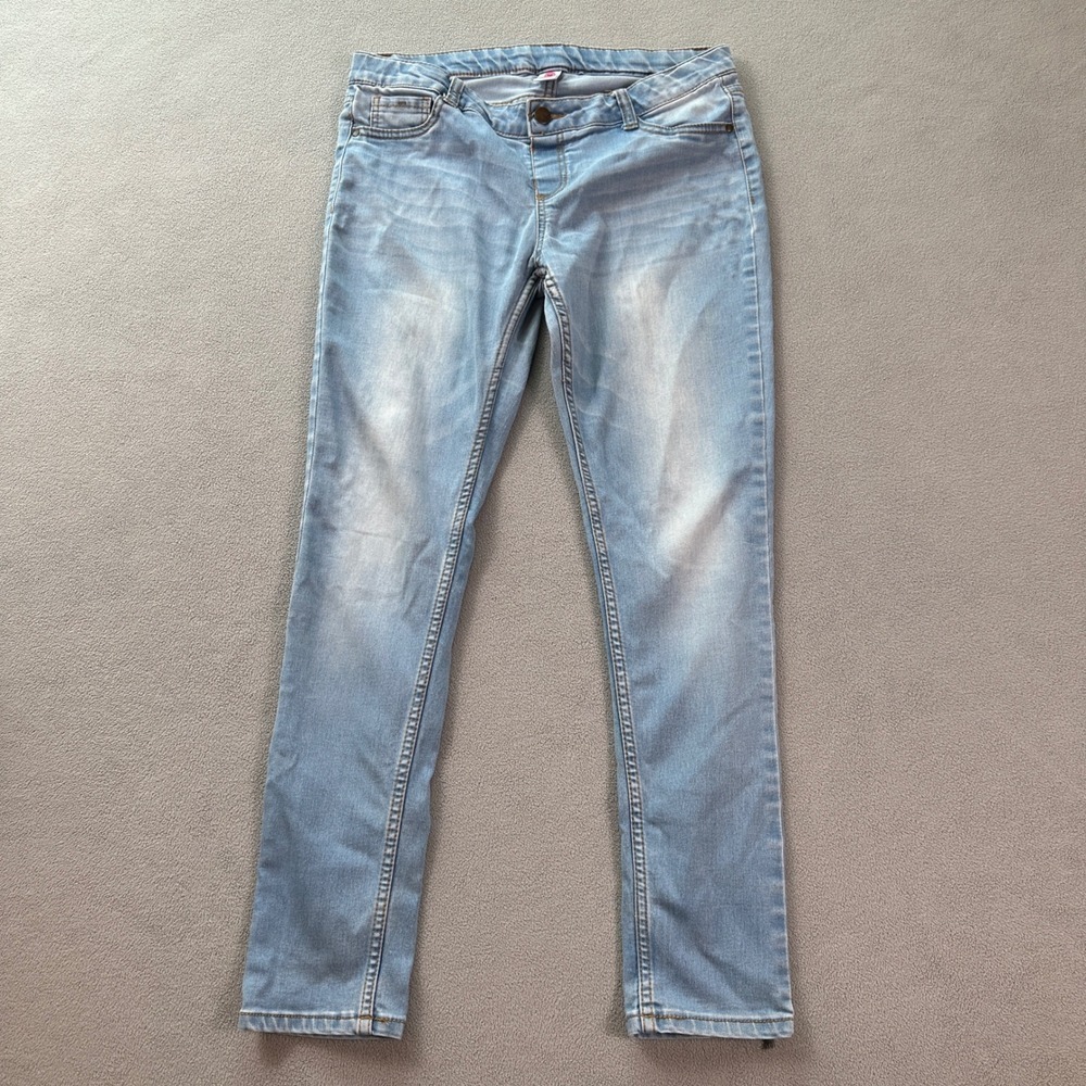 Total Girl Light Wash Skinny Jeans Girls Size 16.5 Plus Adjustable Waist Blue